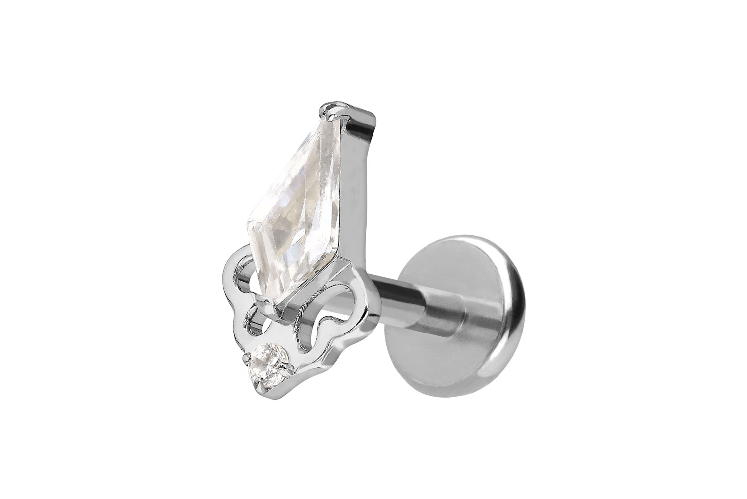 Titan Labret Piercing mit Push Fit KRISTALLSCHILD